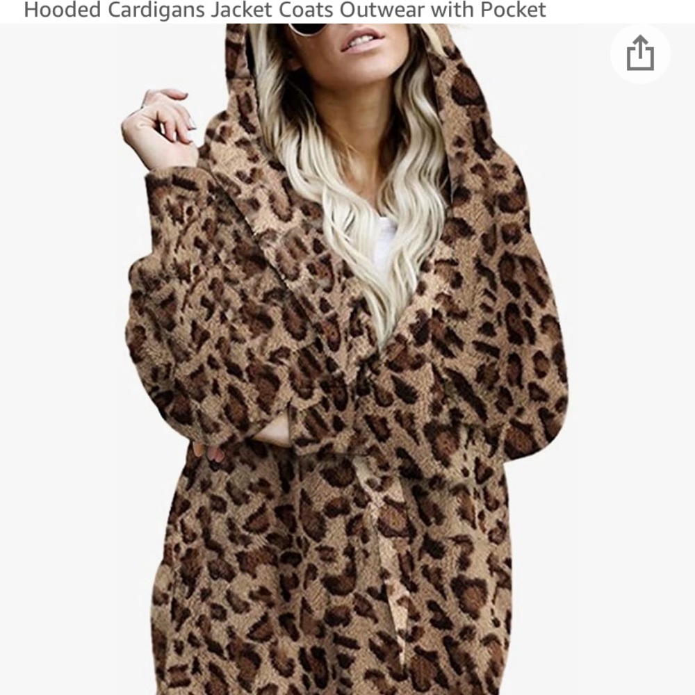 SOFT FURRY Leopard Fleece Hooded Cardigan